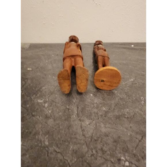 Pair Hand Carved African Tribal Ebony Wood Figure Man Sculpture 15 " - Picture 6 of 6